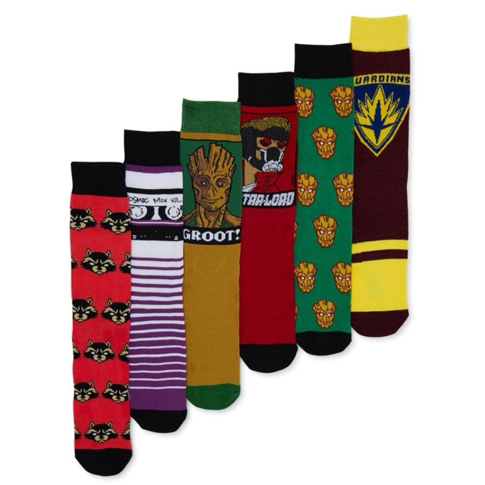 NWT Guardians of The Galaxy Men's Graphic Crew Socks 6-Pack